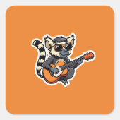 Rockstar Lemur with Sunglasses Die-Cut Sticker スクエアシール (正面)