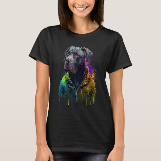 Rockstar portrait italian mastiff Cane Corso Tシャツ (正面)