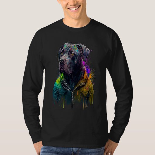 Rockstar portrait italian mastiff Cane Corso Tシャツ (正面)
