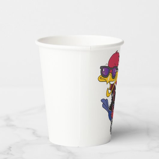 Rockstar Roadrunner Bird Playing Guitar 紙コップ (右)