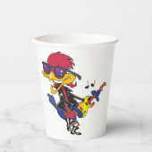 Rockstar Roadrunner Bird Playing Guitar 紙コップ (正面)