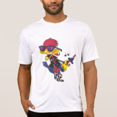 Rockstar Roadrunner Bird Playing Guitar Tシャツ (正面)