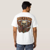 Rockstar Skull Guitar Wings – Bold Floral Embroide Tシャツ (裏面フル)