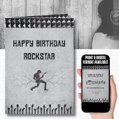 Rockstar Studded Guitar Theme Happy Birthday Card カード