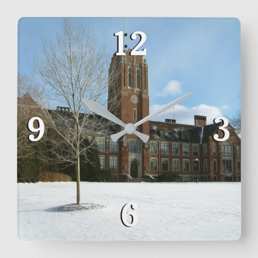 Rockwell in Winter at Grove City College スクエア壁時計 (正面)