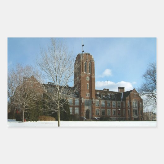 Rockwell in Winter at Grove City College 長方形シール (正面)