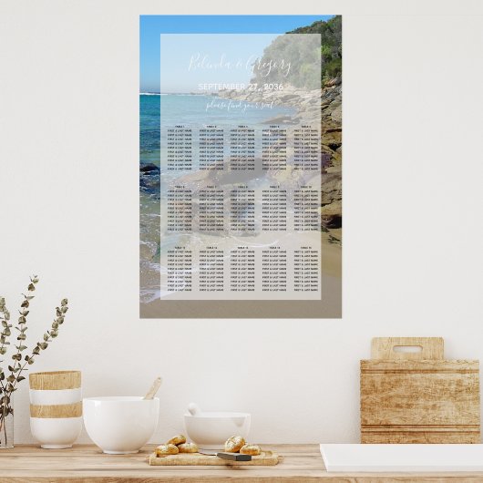 Rocky Beach Wedding Seating Chart ポスター (キッチン)