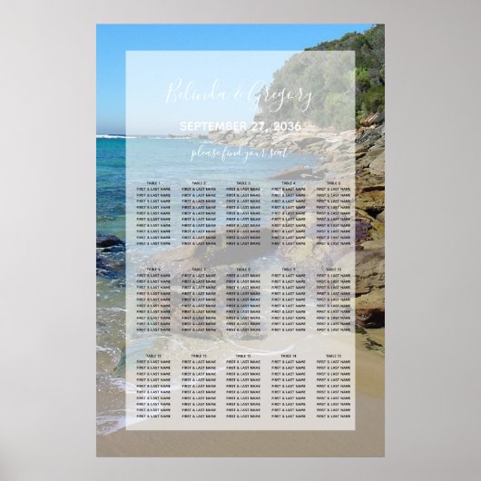 Rocky Beach Wedding Seating Chart ポスター (正面)