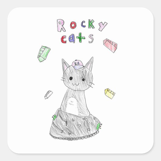 Rocky Cats sticker スクエアシール (正面)
