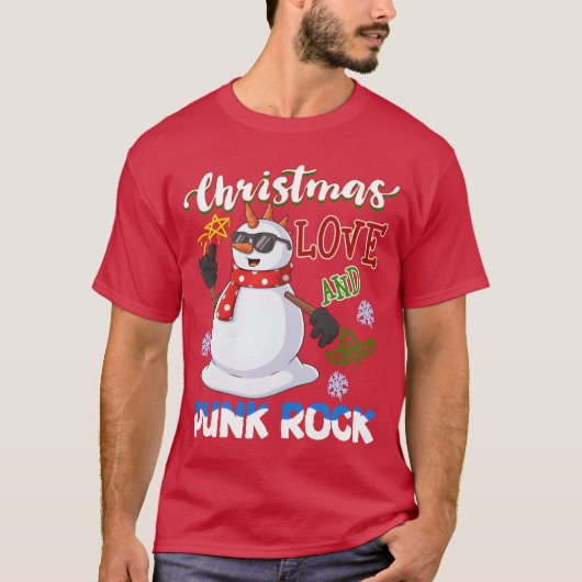 Rocky Christmas Santa Claus Concert In Punk Rock g Tシャツ (正面)