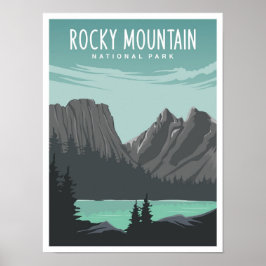Rocky Mountain National Park Travel Illustration ポスター