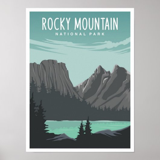 Rocky Mountain National Park Travel Illustration ポスター (正面)