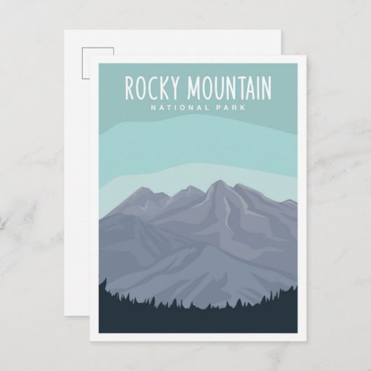 Rocky Mountain National Park Travel Illustration ポストカード (正面/裏面)