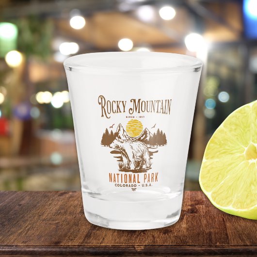 Rocky Mountain National Park Vintage Landscape ショットグラス