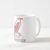 Rocky Mountain Red Crossbill bird logo コーヒーマグカップ (正面右)