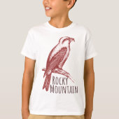 Rocky Mountain Red Crossbill bird logo Tシャツ (正面)