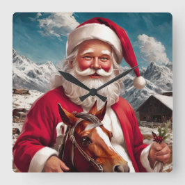 Rocky Mountain Santa and His Horse スクエア壁時計