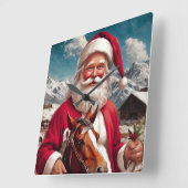 Rocky Mountain Santa and His Horse スクエア壁時計 (傾斜)