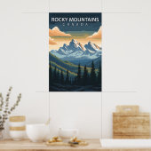 Rocky Mountains Canada Travel Alberta & BC Peak ポスター (キッチン)