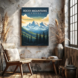 Rocky Mountains Canada Travel Poster Canvas Art キャンバスプリント