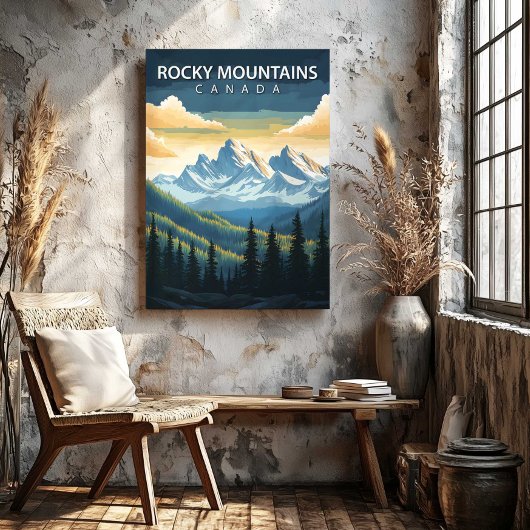 Rocky Mountains Canada Travel Poster Canvas Art キャンバスプリント