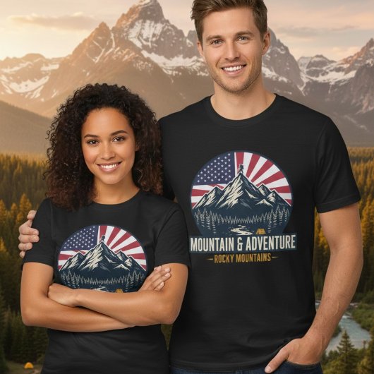 Rocky Mountains Patriotic Outdoor Adventure Hiking トライブレンドTシャツ