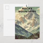 Rocky Mountains Vintage Travel Mountain Lodge ポストカード (正面/裏面)
