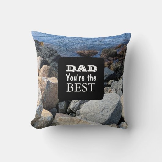 Rocky Shore Sea Photo Father's Day Bible Verse クッション (正面)