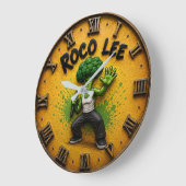 Roco Lee Funny Broccoli Martial Arts ラージ壁時計 (傾斜)