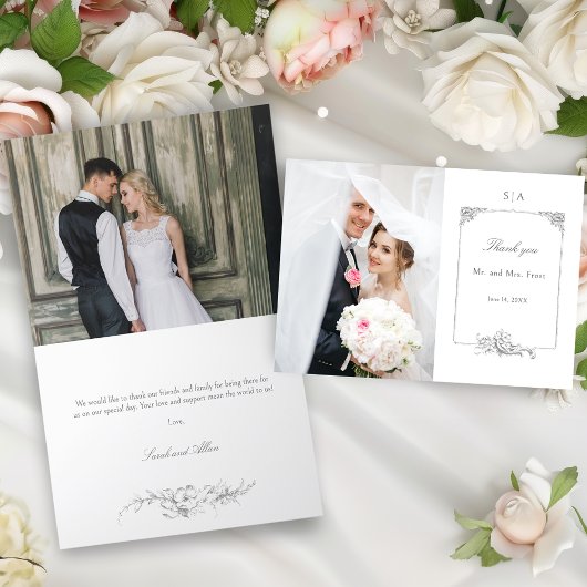 Rococoエレガントフレフランスのーム写真 サンキューカード