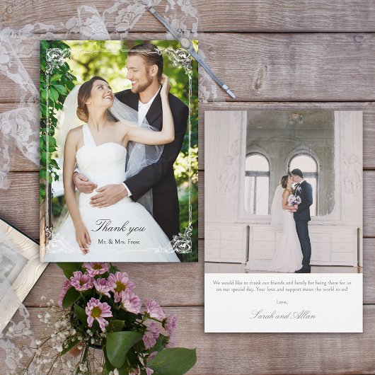 Rococoエレガントフレフランスのーム写真 サンキューカード