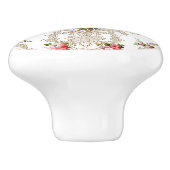 Rococoエレガントフローラ白の背景 セラミックノブ (側面)