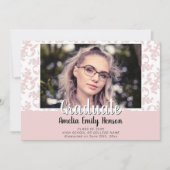 Rococoエレガント Pink卒業写真卒業Anno 案内状 (正面)