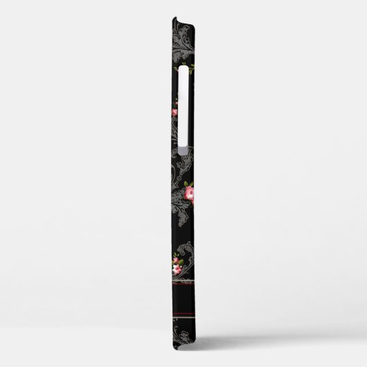 Rococoパーソナライズされたフローラブラック背景 Case-Mate iPhoneケース (裏面 / 左)