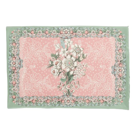 Rococoピロロケースデュベットカバーのツインブーケ 枕カバー (正面)