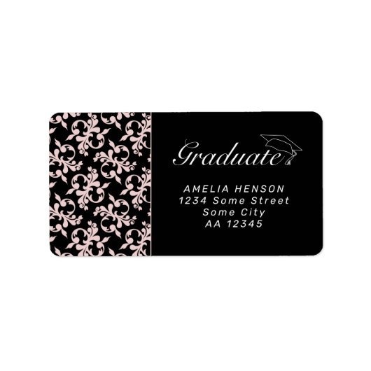 Rococoピンクの大学院写真卒業アドレスLabe ラベル (正面)