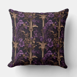 Rococoレルム：ゴールデンダークパープルのフローラ列 クッション
