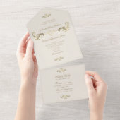 Rococo金ゴールドオールインワンウェディング招待 オールインワン招待状 (貼ってはがせる)