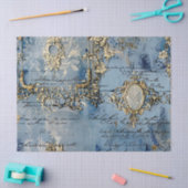 Rococo Blue Gold Italian Romantic  薄葉紙 (クラフト)