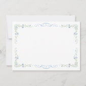 Rococo Blue Monogram Crest Wedding サンキューカード (裏面)