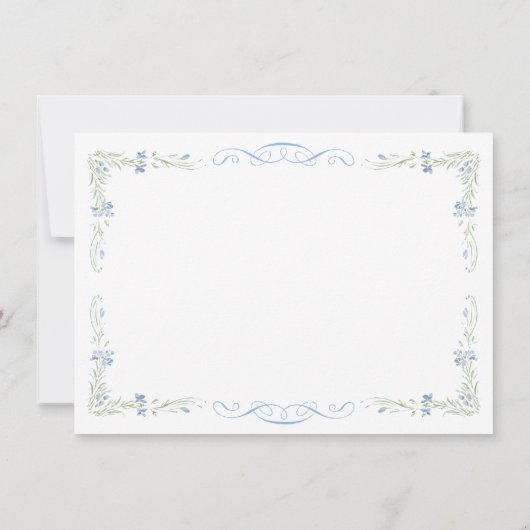 Rococo Blue Monogram Crest Wedding  サンキューカード (裏面)