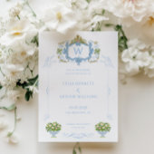 Rococo Blue Monogram Crest Wedding セーブザデート
