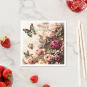 Rococo Butterfly Garden Galentine Floral Elegance スタンダードカクテルナプキン (インサイチュ)