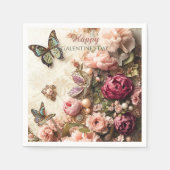 Rococo Butterfly Garden Galentine Floral Elegance スタンダードカクテルナプキン (正面)