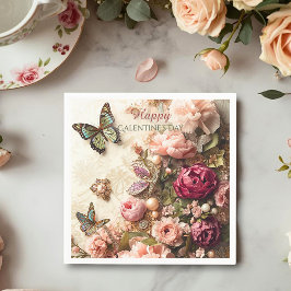 Rococo Butterfly Garden Galentine Floral Elegance スタンダードカクテルナプキン