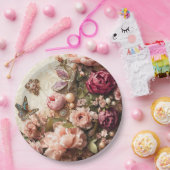 Rococo Butterfly Garden Galentine Floral Elegance ペーパープレート (パーティー)