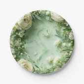 Rococo Butterfly Garden Galentine Floral Elegance ペーパープレート (正面)