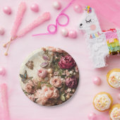 Rococo Butterfly Garden Galentine Floral Elegance ペーパープレート (パーティー)