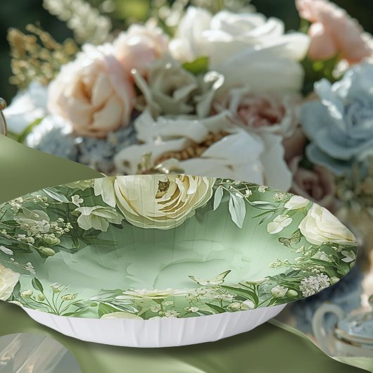 Rococo Butterfly Garden Galentine Floral Elegance ペーパーボウル