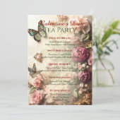 Rococo Butterfly Garden Galentine Tea Party Menu 招待状 (スタンド正面)